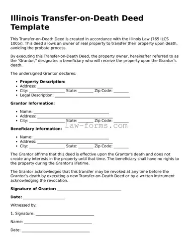 Valid Transfer-on-Death Deed Form for Illinois State
