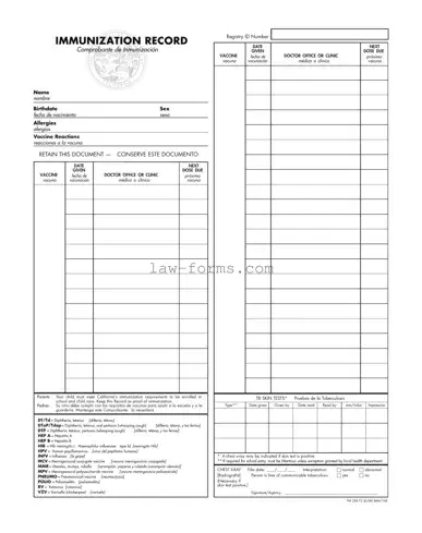 Immunization Record PDF Template