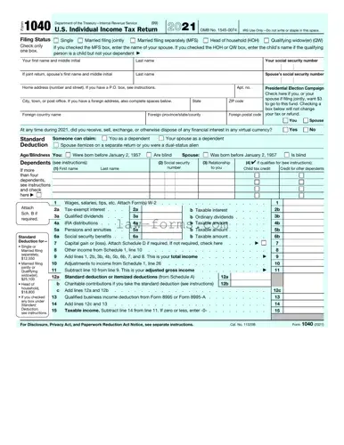IRS 1040 PDF Template