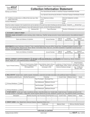 IRS 433-F PDF Template
