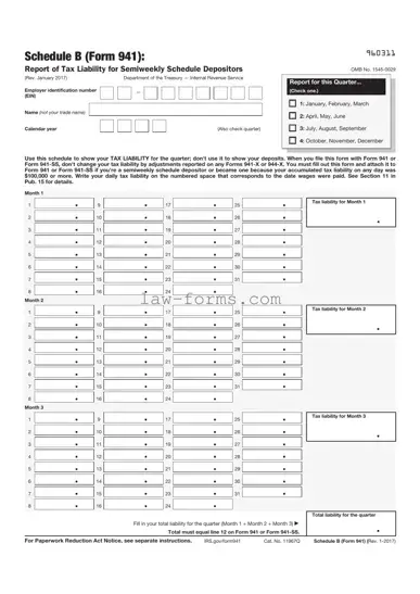 IRS Schedule B 941 PDF Template