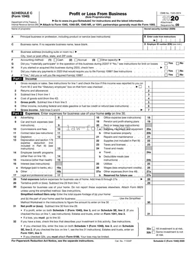 IRS Schedule C 1040 PDF Template