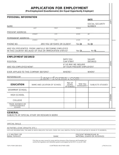 Employment Application Pdf PDF Template