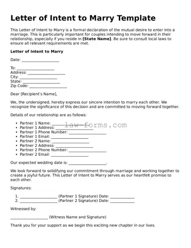 Valid Letter of Intent to Marry Template