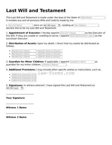 Valid Last Will and Testament Template