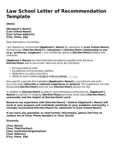 Valid Law School Letter of Recommendation Template