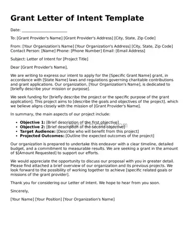 Valid Grant Letter of Intent Template