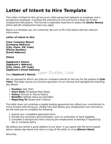 Valid Letter of Intent to Hire Template