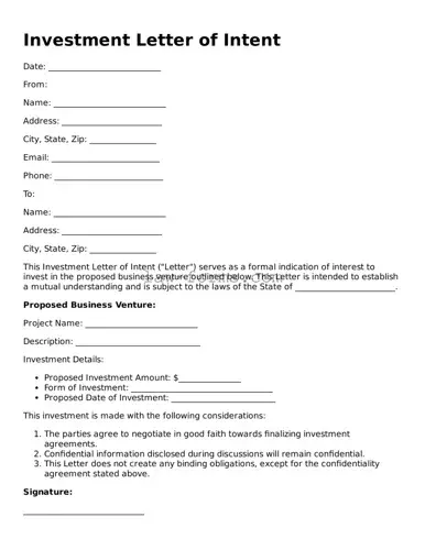 Valid Investment Letter of Intent Template