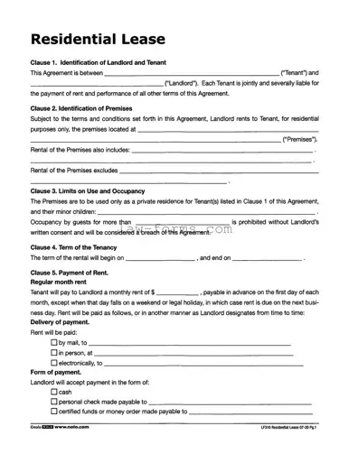 Lf310 Residential Lease PDF Template
