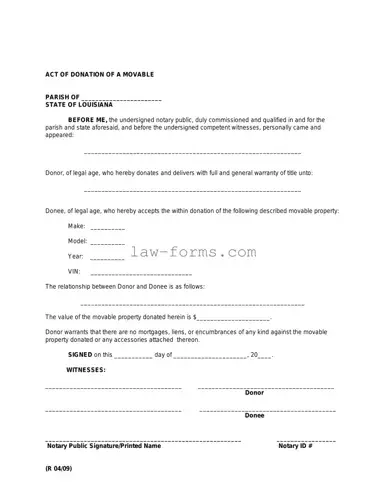 Louisiana act of donation PDF Template