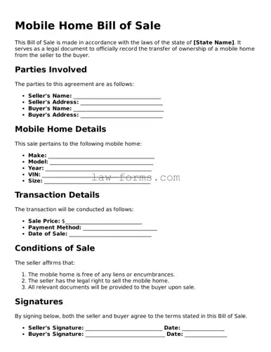 Valid Mobile Home Bill of Sale Template