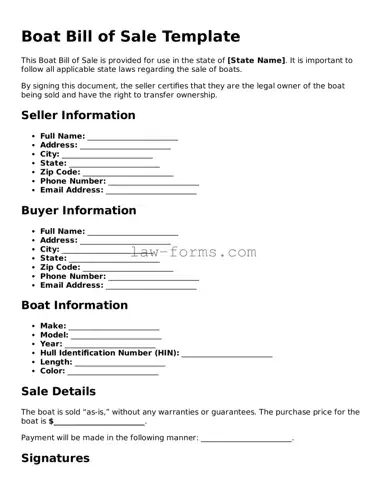 Valid Boat Bill of Sale Template
