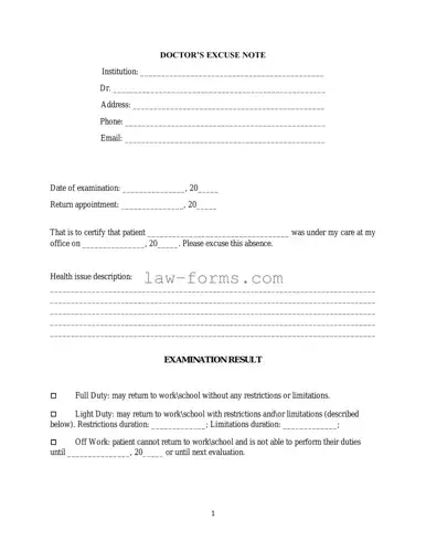 Doctors Excuse Note PDF Template