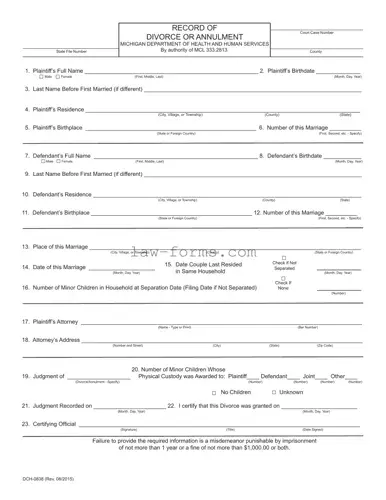 Michigan Dch 0838 PDF Template
