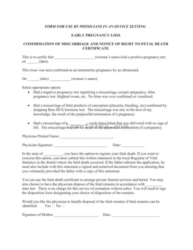 Miscarriage Discharge Paper PDF Template