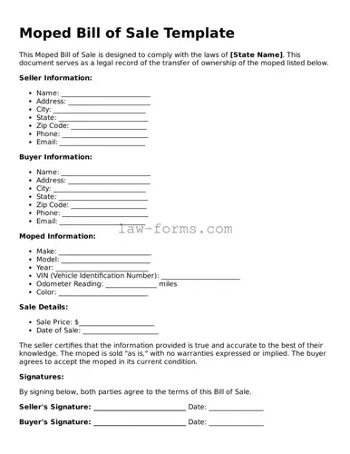 Valid Moped Bill of Sale Template