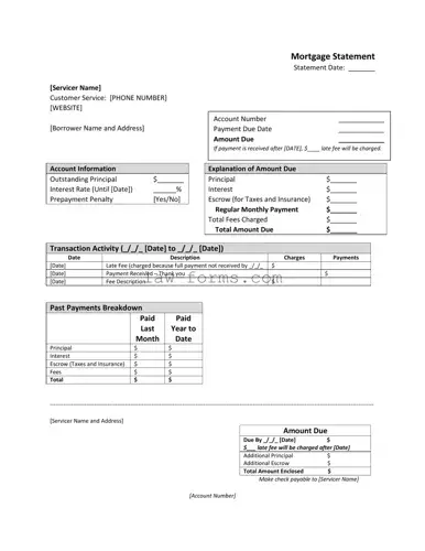 Mortgage Statement PDF Template