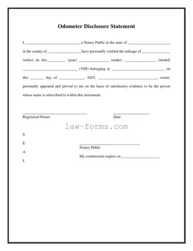 Notarized Odometer Statement PDF Template