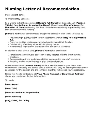 Valid Nursing Letter of Recommendation Template