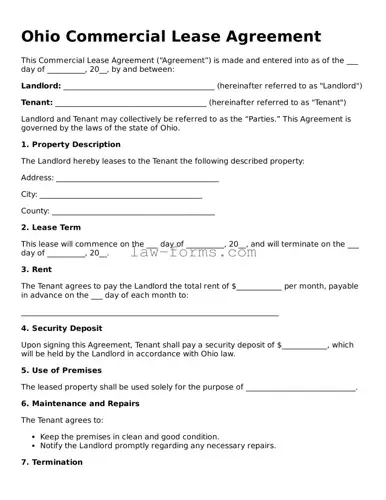 Valid Commercial Lease Agreement Form for Ohio State