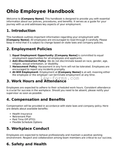 Valid Employee Handbook Form for Ohio State