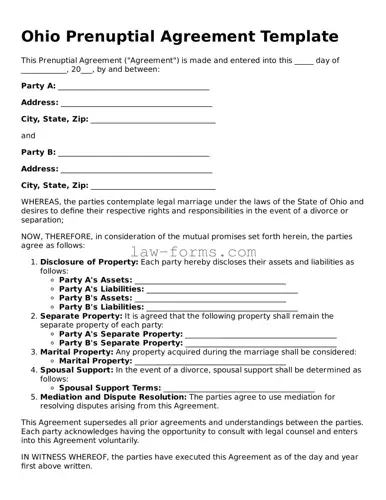 Valid Prenuptial Agreement Form for Ohio State