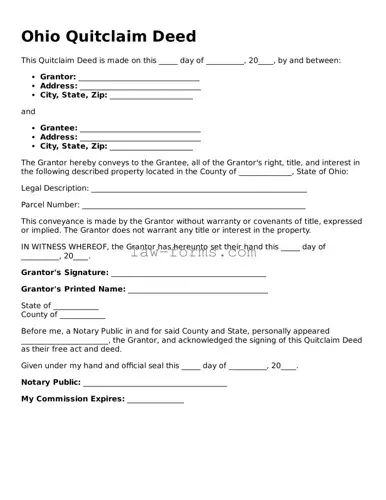 Valid Quitclaim Deed Form for Ohio State