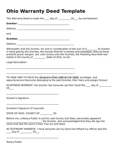 Valid Deed Form for Ohio State