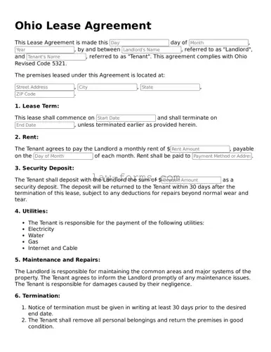 Valid Lease Agreement Form for Ohio State