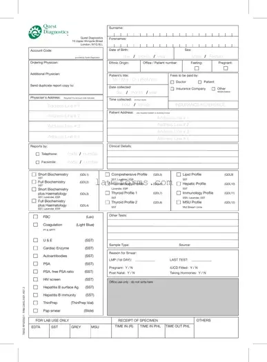 Order Quest Diagnostics PDF Template