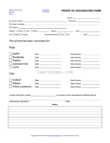 Proof Of Vaccination Dog PDF Template