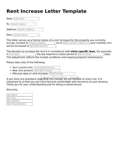 Valid Rent Increase Letter Template