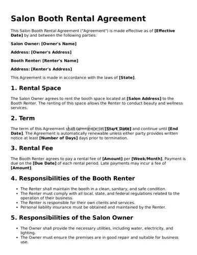 Valid Salon Booth Rental Agreement Template