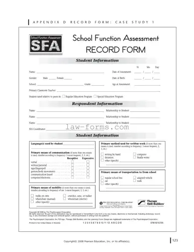 School Function Assessment PDF Template