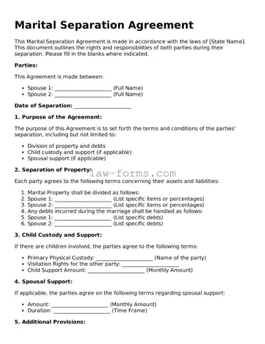 Valid Marital Separation Agreement Template