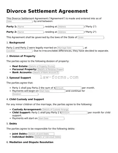 Valid Divorce Settlement Agreement Template