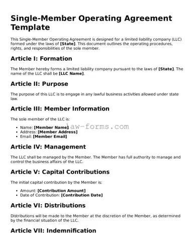 Valid Single-Member Operating Agreement Template