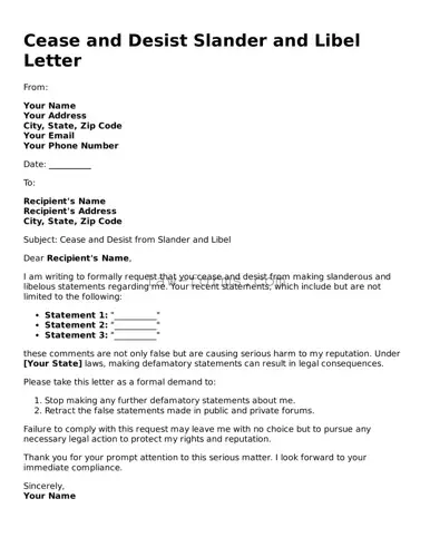 Valid Cease and Desist Slander and Libel Letter Template
