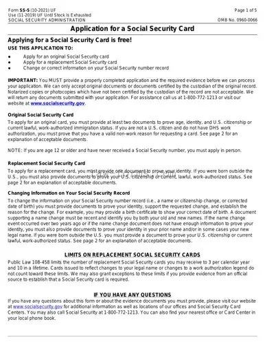 SSA SS-5 PDF Template