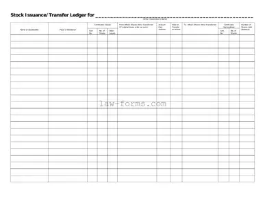 Stock Transfer Ledger PDF Template