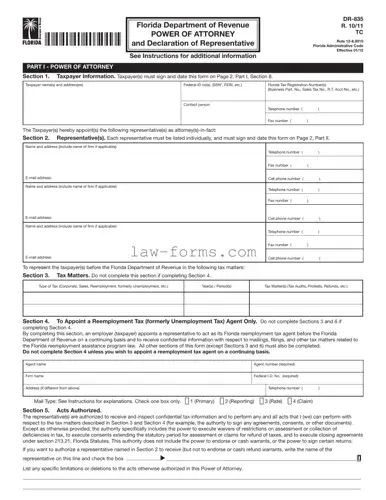 Tax POA dr 835 PDF Template