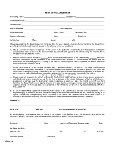 Test Drive PDF Template