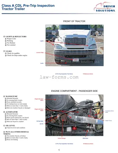 Pre Trip Inspection Checklist PDF Template