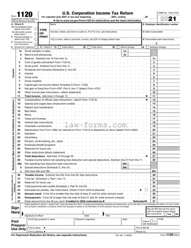 IRS 1120 PDF Template