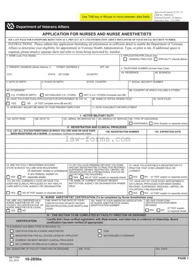 VA 10-2850a PDF Template