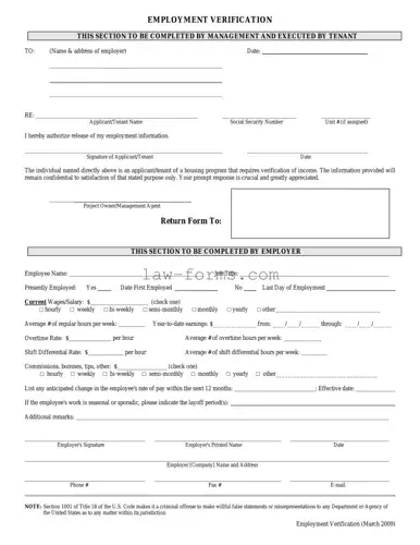 Employment verification form PDF Template
