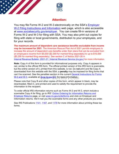 IRS W-2 PDF Template