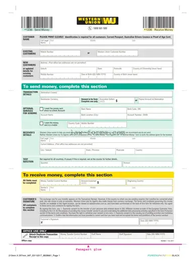 Western Union PDF Template