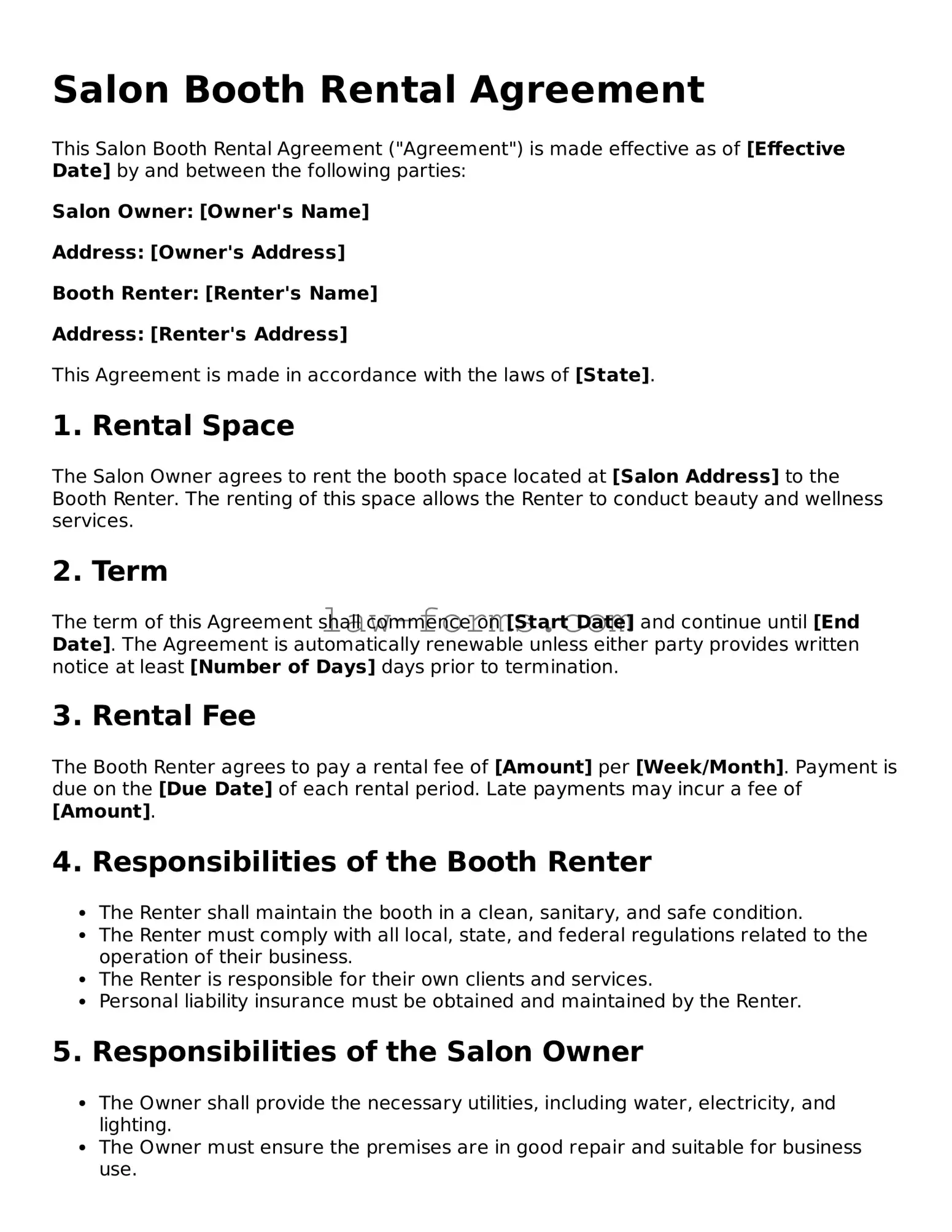 Valid Salon Booth Rental Agreement Template